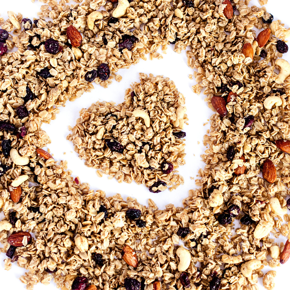 Granola heart background texture